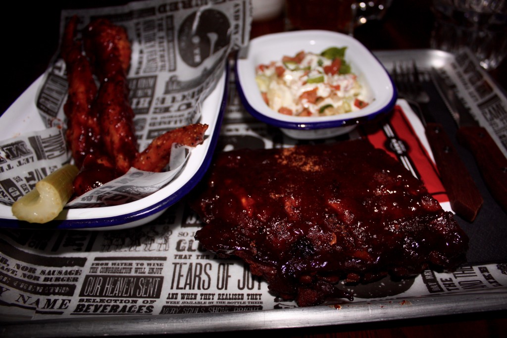 2 BBQ wings, baby backs half rack & side salad